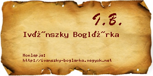 Ivánszky Boglárka névjegykártya